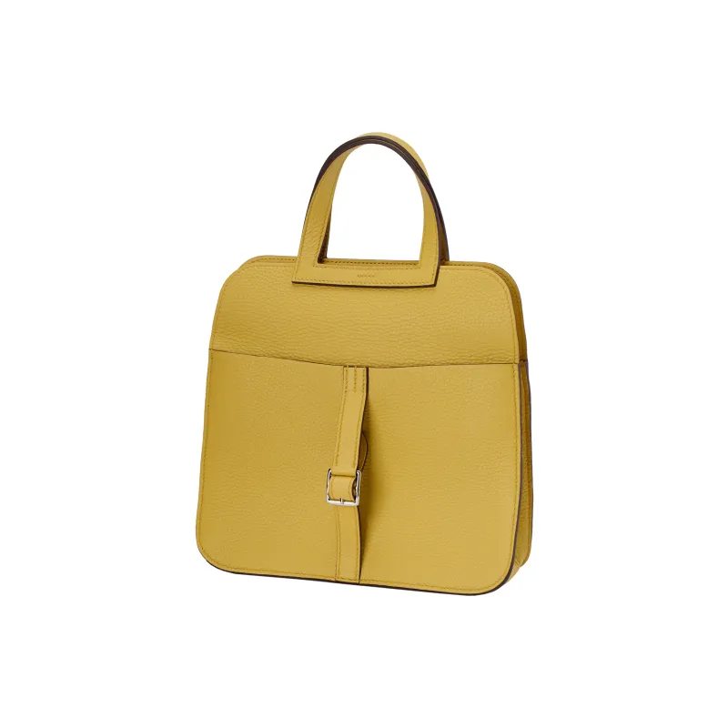 HERMES Halzan Clemence Bullock Leather Horse Shoe Bag Shoulder Bag Crossbody Bag Women's Sunshine Gold & Yellow-3