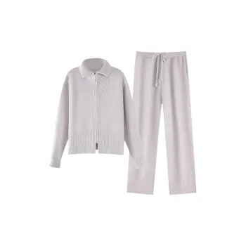ZumashL Luxury Designer Series Pajama Set Women's Soft White Mist Purple