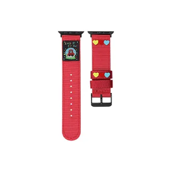 Warbler Dew Compatible With Apple Watch Apple Watch Band S9/S8/SE/7/6/5/4/3 Heart Icon Canvas Strap