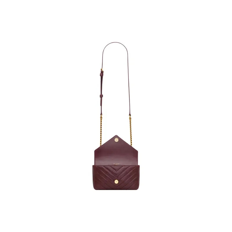 SAINT LAURENT College Calfskin One Shoulder Handbag Mini Women's Burgundy-5
