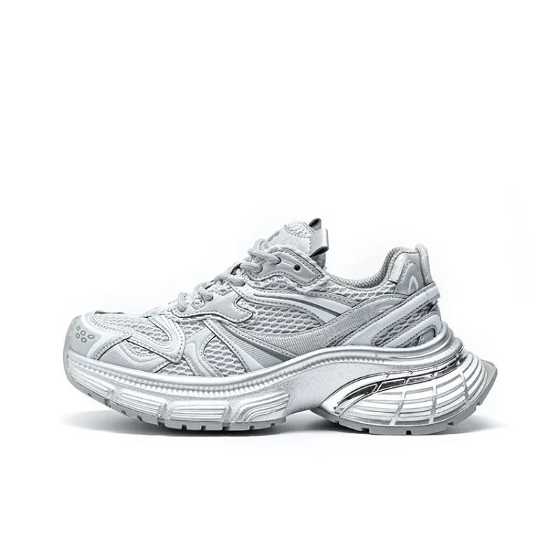 BENZI Chunky Sneakers Women's Low Top Silver/Gray Purple-0