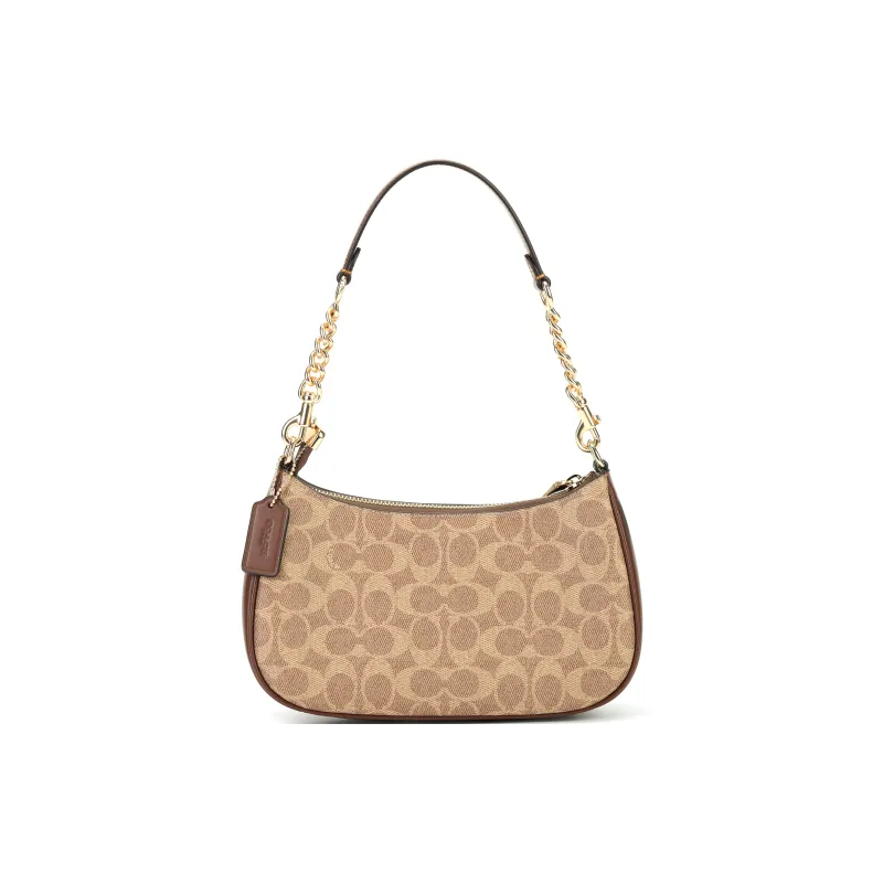 COACH Teri Artificial Leather With Recycled Leather Shoulder Bag, Crossbody Bag, Handbag Medium Size Women's Khaki-3