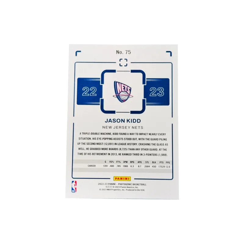 PANINI Jason Kidd Nets On Court Collection Classic Photo Base Jason Kidd Good Condition Sports Cards 1 Pc-1