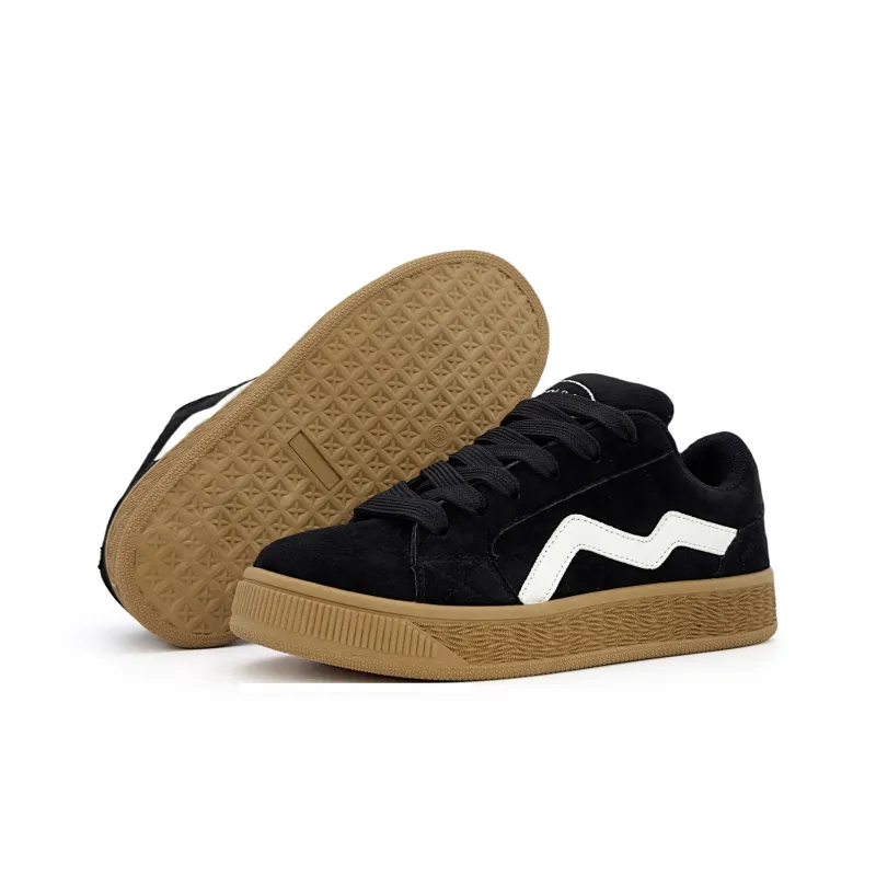 UNIITY Height Increasing Wear Resistant Lightweight Breathable Water Resistant Low Top Skateboard Shoes Women's Black-5