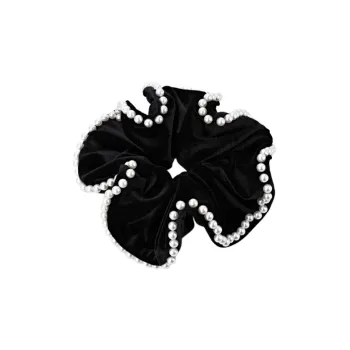 CHIMERA Flocked Fabric Hair Ties Women's Black