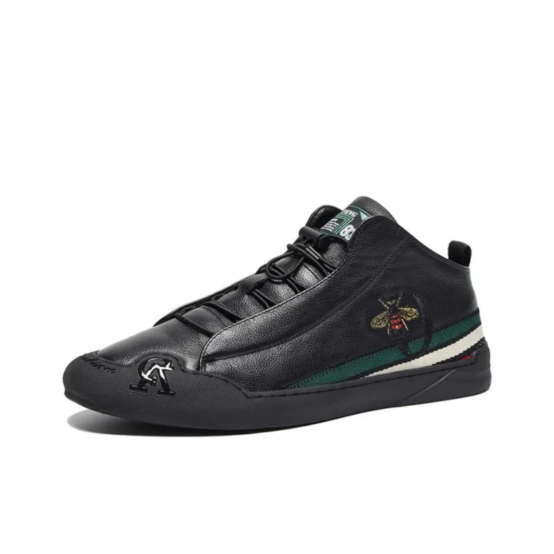 Ruomini Low Top Skateboard Shoes Men's Black-0