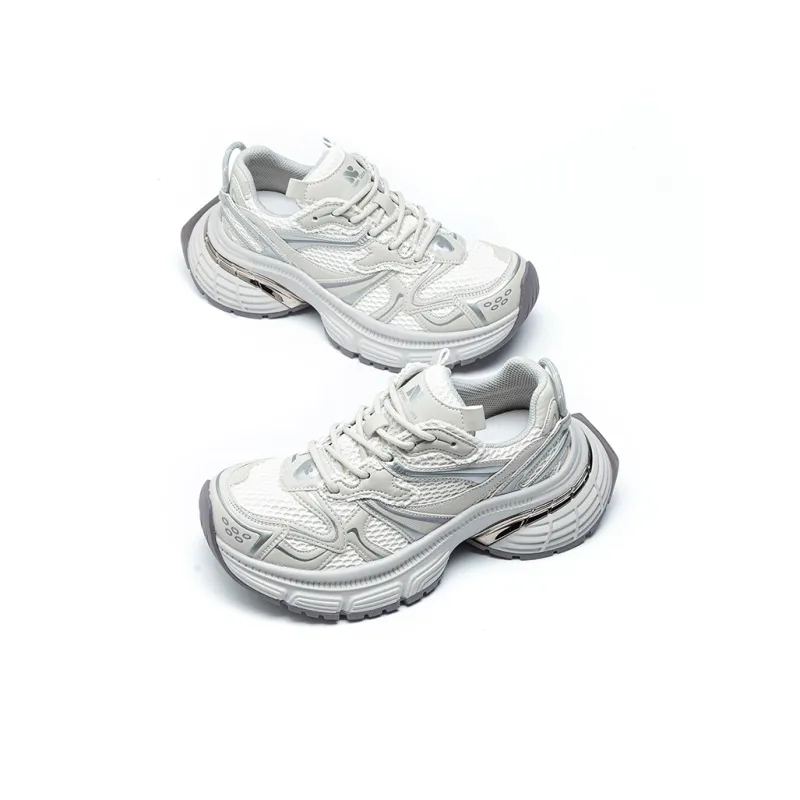 BENZI Chunky Sneakers Women's Low Top Silver/Gray Purple-8