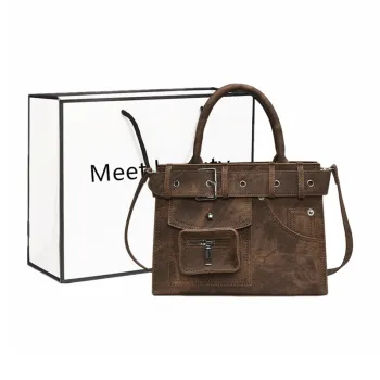 Fitchell PU Handbag Regular Women's Brown / Black / Brown / White