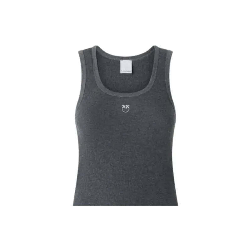 PINKO Calcolatore Logo Printed Ribbed Tank Top-4