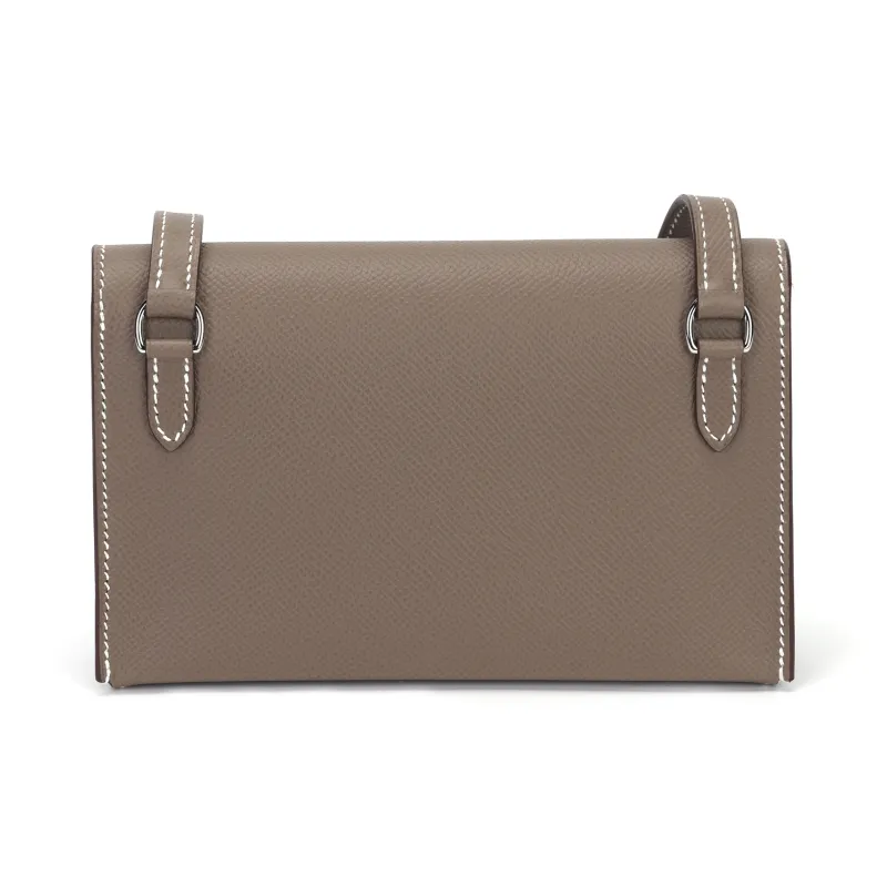 HERMES Hermèsnap Epsom Calfskin Wallets Shoulder Bag Crossbody Bag Men's 18 Etoupe Elephant Gray-3