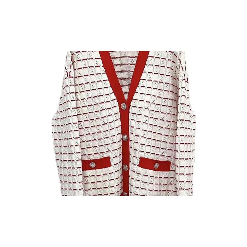 CHANEL 23 Fall And Winter 23C Knitwear Women's Spring Outfit Red White-3