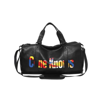DCLOUD PU Gym Bag Large Size Unisex Black Multicolor/Black Purple/Black White