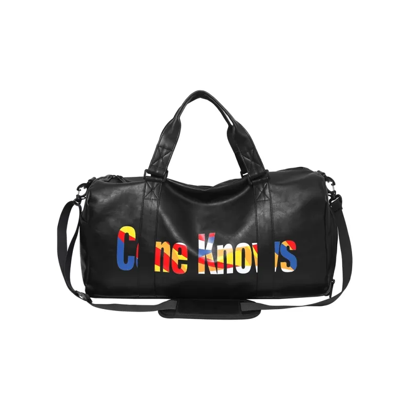 DCLOUD PU Gym Bag Large Size Unisex Black Multicolor/Black Purple/Black White-0