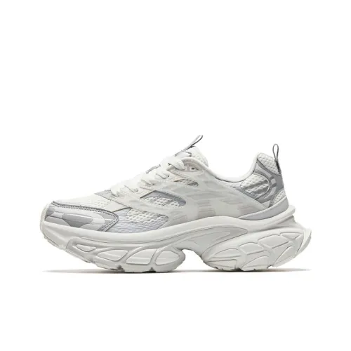 Anta Anti Slip And Wear Resistant Height Increasing Low Top Casual Shoes Men's White Silver Gray