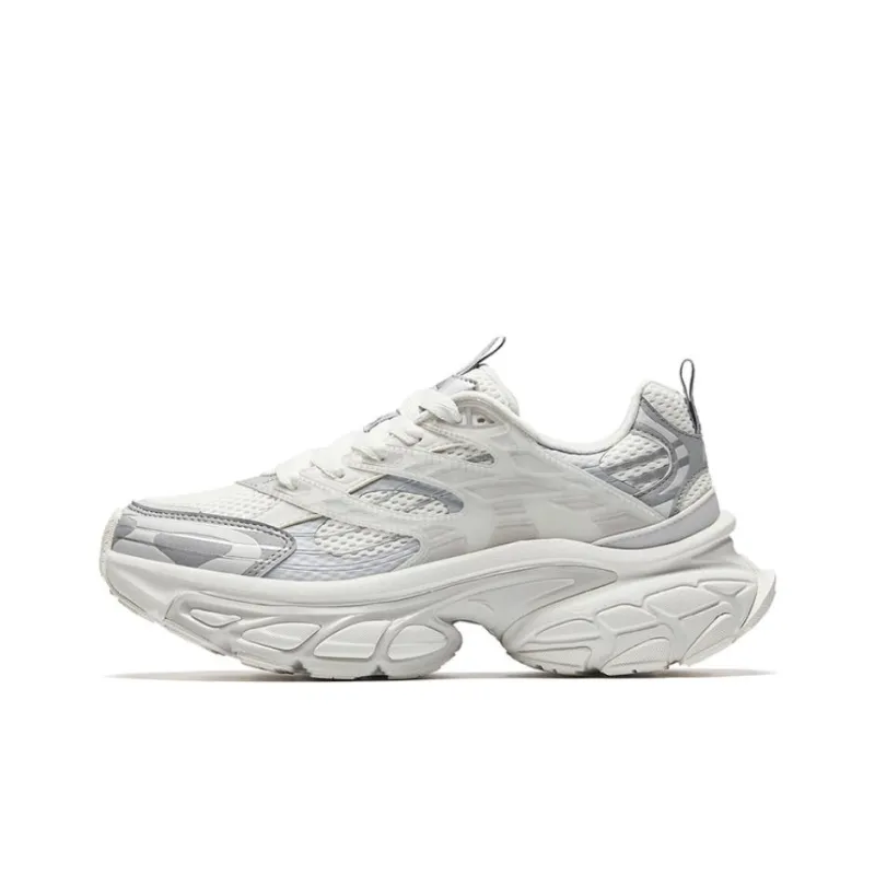 Anta Anti Slip And Wear Resistant Height Increasing Low Top Casual Shoes Men's White Silver Gray-0