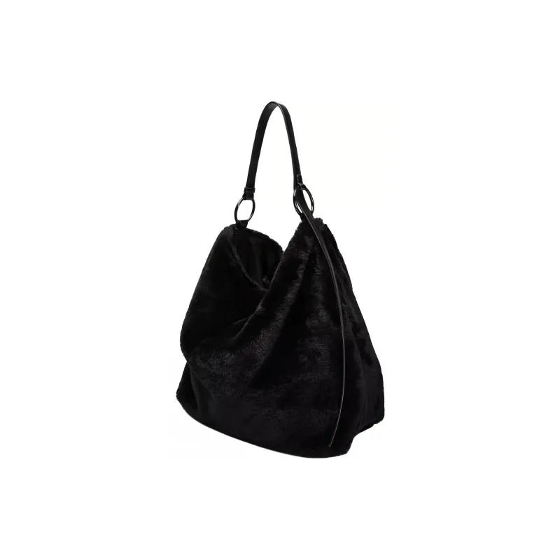 ZARA Polyester Bucket Bag Handbag Shoulder Bag Large Size Women's Black-2