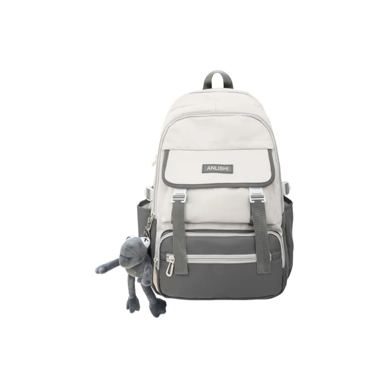 GOBLIN SHARKS 1759 Nylon Backpack Regular Unisex White & Black/Pure Black/White With Gray/White With Brown-9