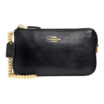 COACH Wristlet Leather Shoulder Bag Women's Black