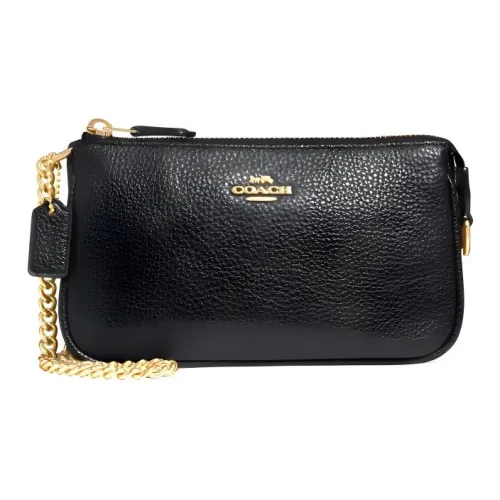 COACH Wristlet Leather Shoulder Bag Women's Black