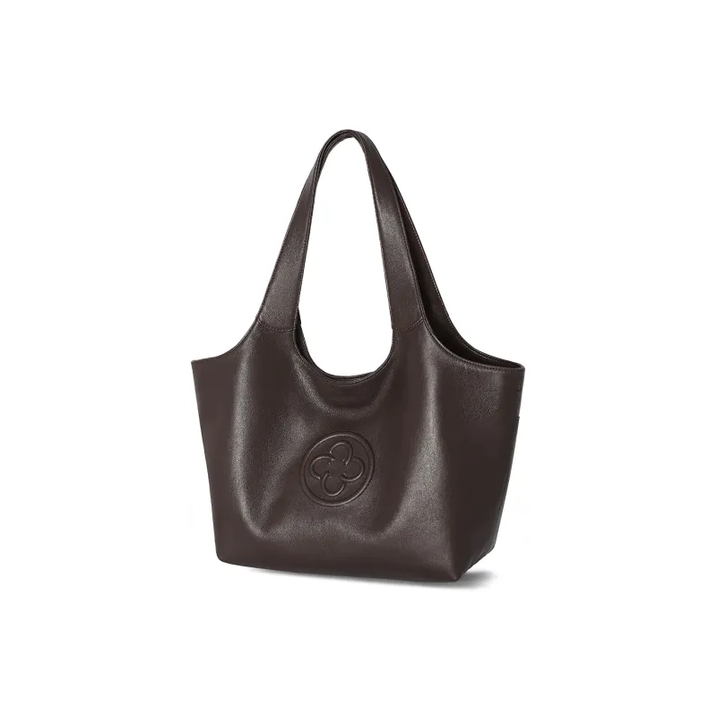 CASSILE Sheepskin Shoulder Bag Soft Bag Portable Laptop Bag Shopping Bag Shoulder Bag Large Size Women's Chocolate-2