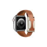 Plain Weave Genuine Leather Small Round Pendant, Brown