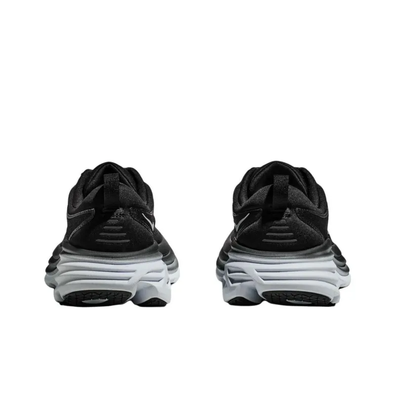 HOKA ONE ONE Bondi 8 Anti Slip Wear Resistant Low Top Casual Running Shoes Men's Black White-4