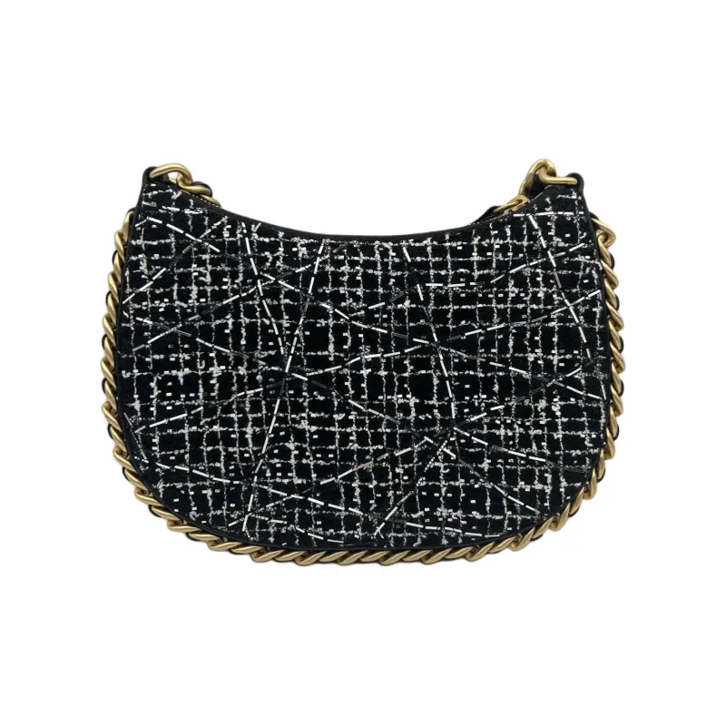 CHANEL Tweed Hobo Bag, Handbag, Shoulder Bag Women's Black White-1