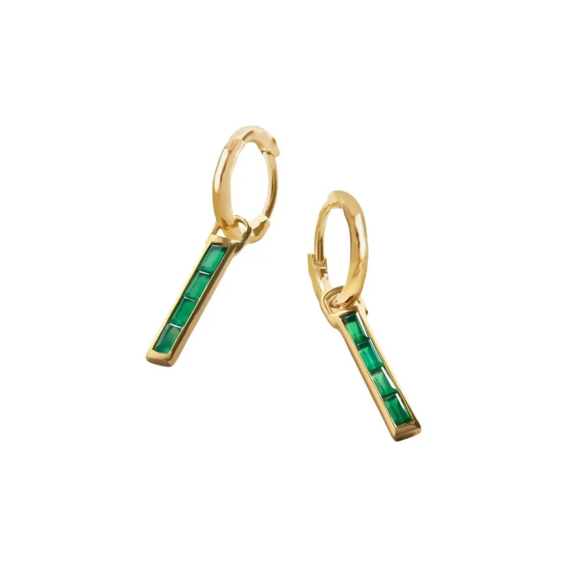 Monica Vinader 18kt Yellow Gold Vermeil Green Onyx Earrings-1
