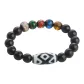 Multicolor Glazed King Kong 3-Eye Dzi Bead Beaded Bracelet