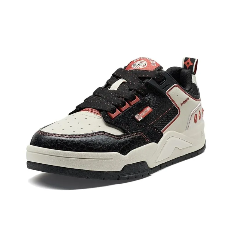 XTEP New Light Anti Slip And Wear Resistant Coverage Low Top Skateboard Shoes Women's Black Beige-1