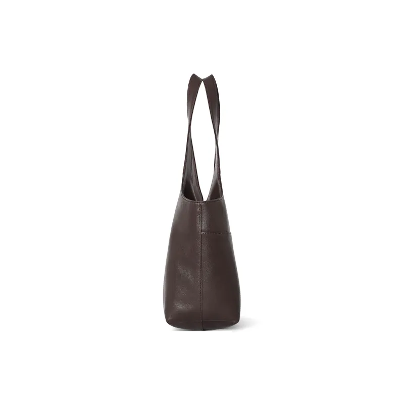 CASSILE Sheepskin Shoulder Bag Soft Bag Portable Laptop Bag Shopping Bag Shoulder Bag Large Size Women's Chocolate-3