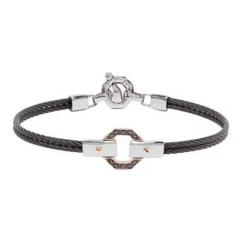 BARAKA Diamond Stainless Steel 18K Rose Gold PVD Bracelets Unisex Silver