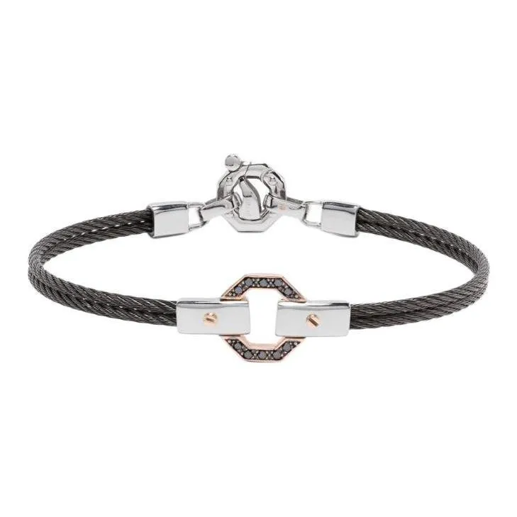 BARAKA Diamond Stainless Steel 18K Rose Gold PVD Bracelets Unisex Silver-0