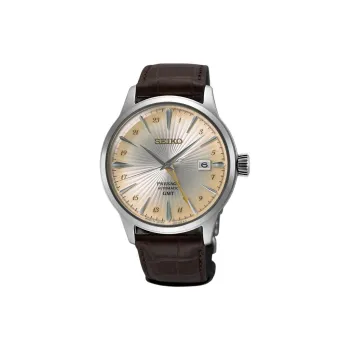 SEIKO Automatic/Manual Mechanical Movement Cow Leather Strap Watch 40.5mm Men's Watches Silver Dial