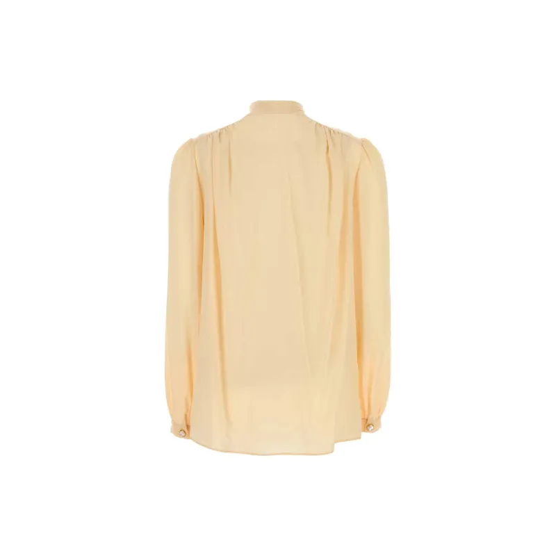 Valentino Fringed Pussy Bow Chiffon Shirt-1