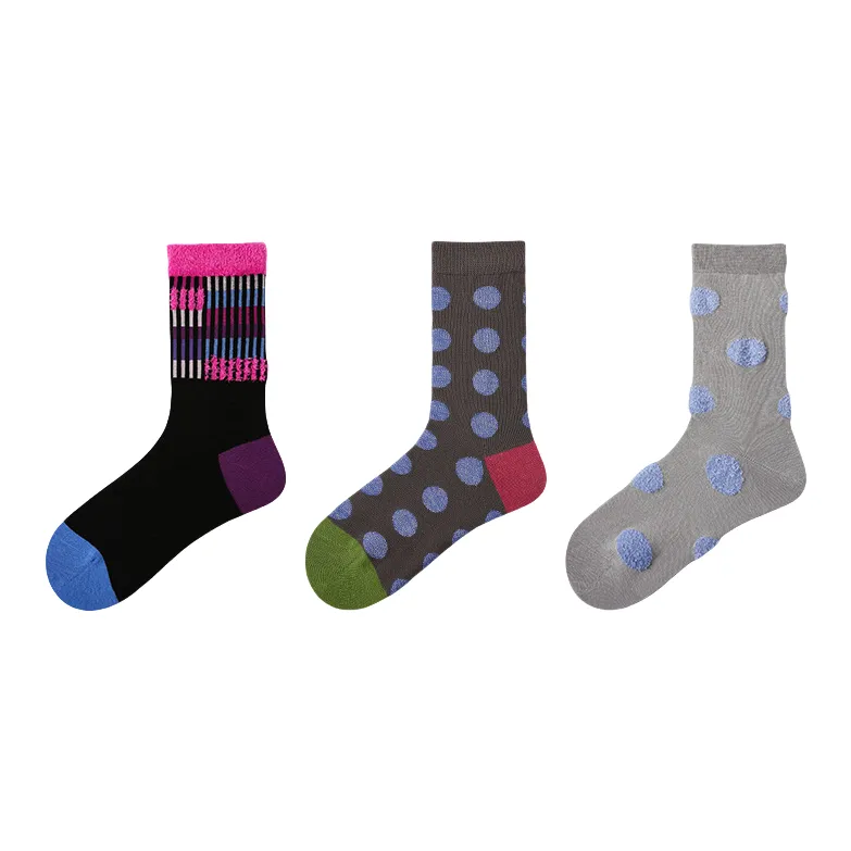 Vine Color Mid Calf Socks Unisex 3 Pack-16