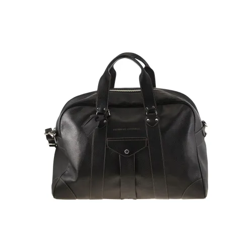 Brunello Cucinelli Grain Calfskin Handbag Travel Bag Men's Black