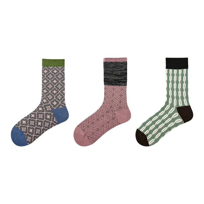 Vine Color Mid Calf Socks Unisex 3 Pack-13