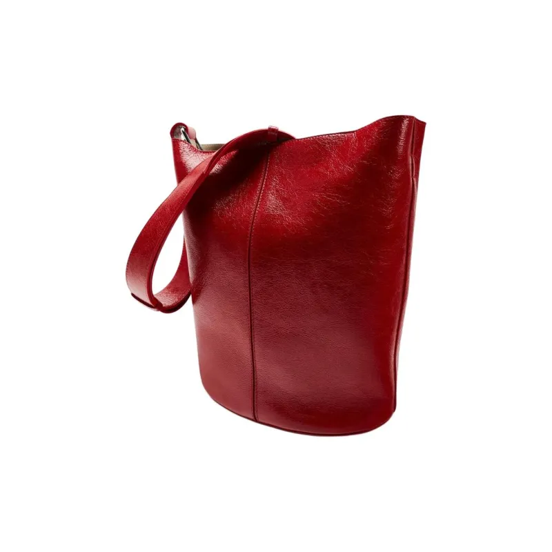 ZARA Cow Leather Bucket Bags Shoulder Bags Women's Red-2