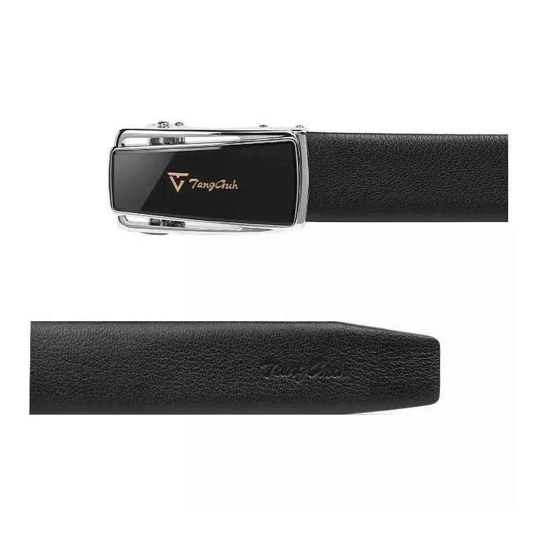TangGuh Genuine Leather Automatic Buckle Casual Suit Pants With Belt Belt Men's 3.5cm Width-5