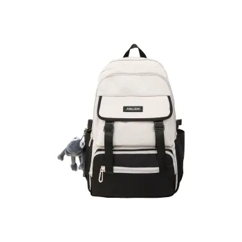 GOBLIN SHARKS 1759 Nylon Backpack Regular Unisex White & Black/Pure Black/White With Gray/White With Brown