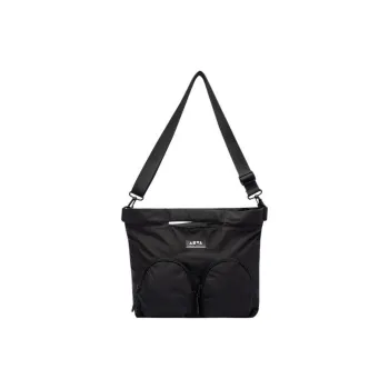 Anta Life Collection Fabric Crossbody Bag, Shoulder Bag Unisex Black/Light Khaki