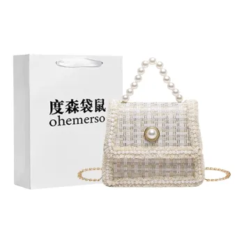 Dusen Kangaroo PU Handbag Small Size Women's White/Khaki