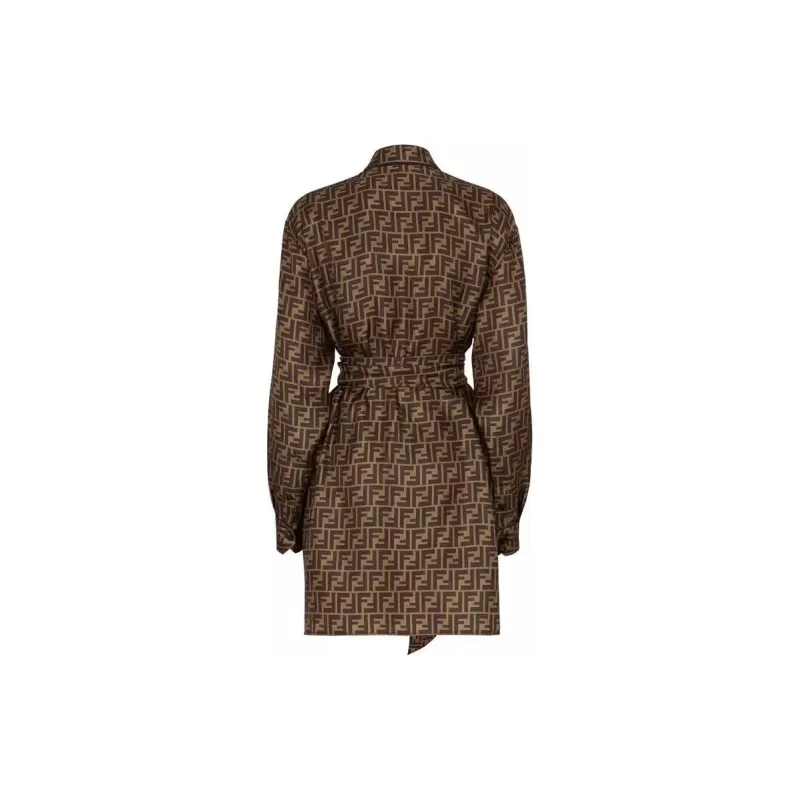 FENDI Long-Sleeved Dresses Women's Brown-1