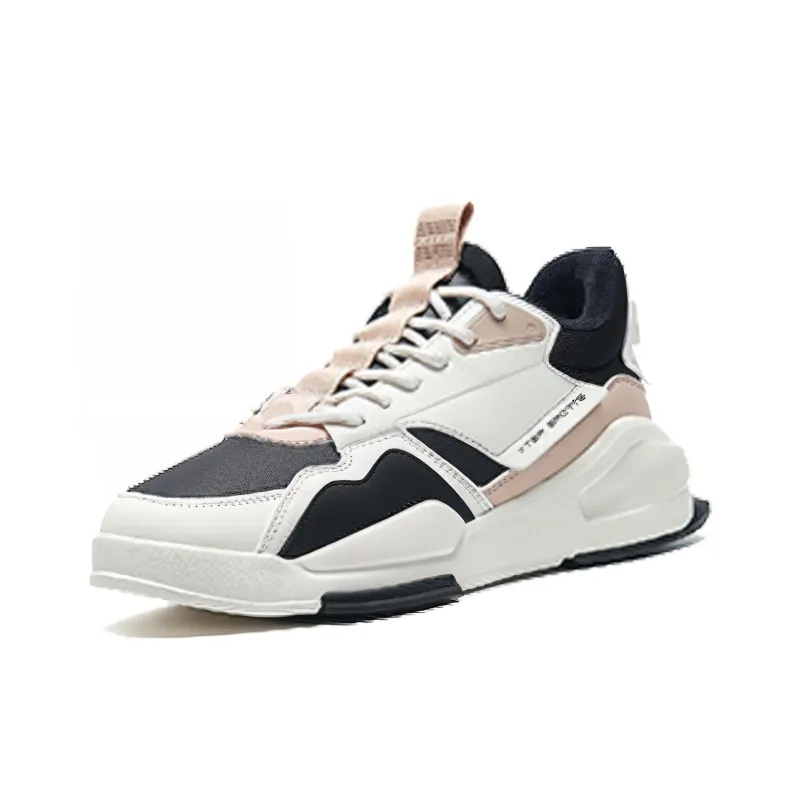 XTEP Skateboard Shoes Women's Low Top White/Black/Pink-1