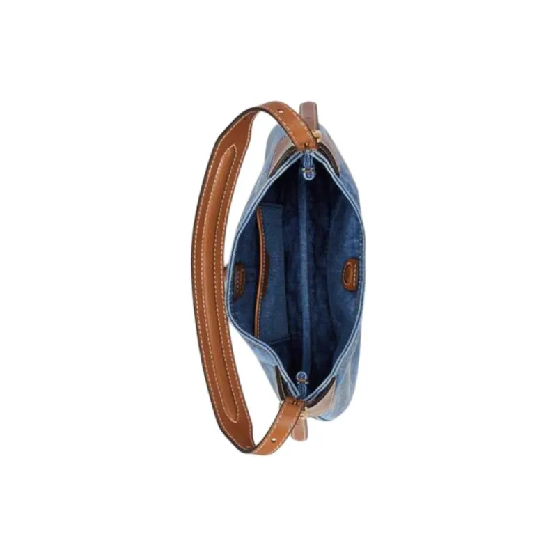 Polo Ralph Lauren Polo ID Cotton Handbag Shoulder Bag Small Size Women's Blue-5