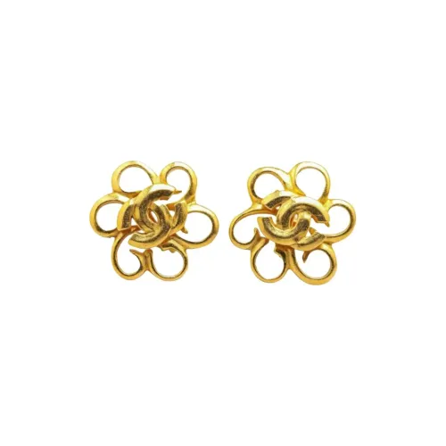 CHANEL 1996 Plated Cc Spinner Clip On Costume Earrings