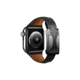 Plain Weave Genuine Leather Small Round Pendant, Black