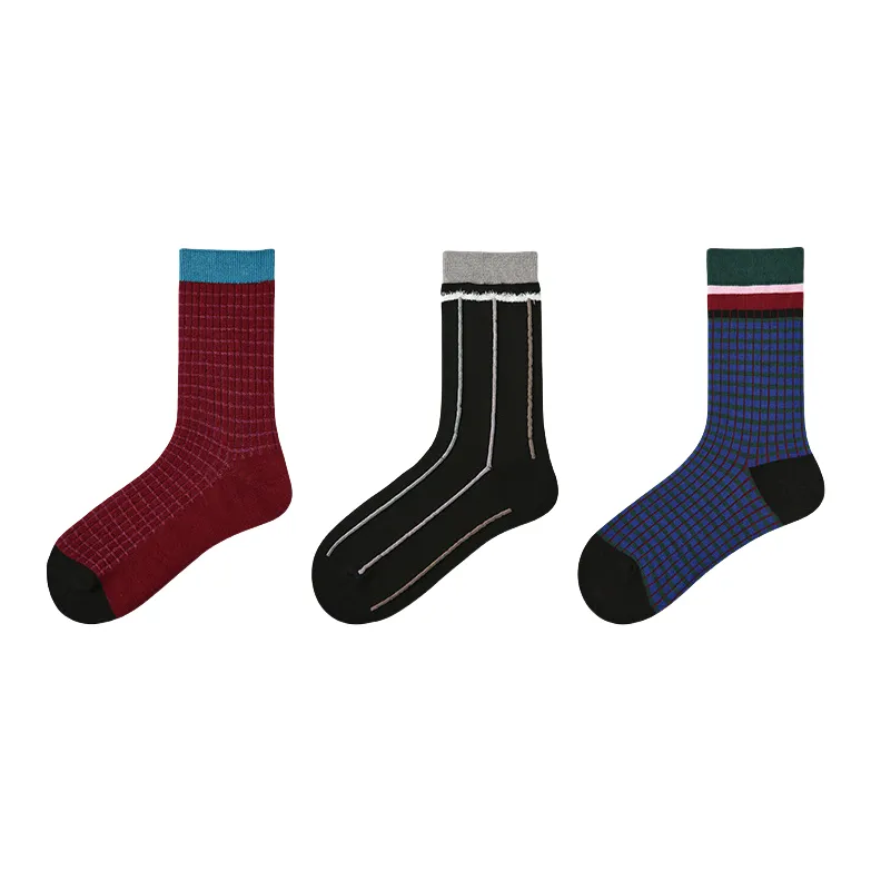 Vine Color Mid Calf Socks Unisex 3 Pack-14