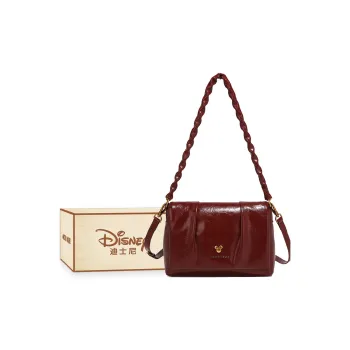 Disney PU Pleated Small Square Bag Regular Women's Black/Coffee/Burgundy